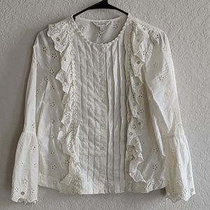 J.Crew cream ruffle blouse